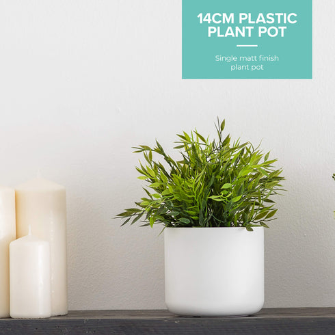 14cm Round Plant Pot Set of 2 - Matt White